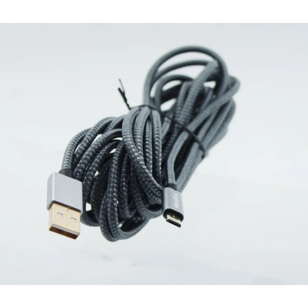 Meokse Braided Micro USB Gold Plated Charcoal Gray Charging Data Sync 19 ft